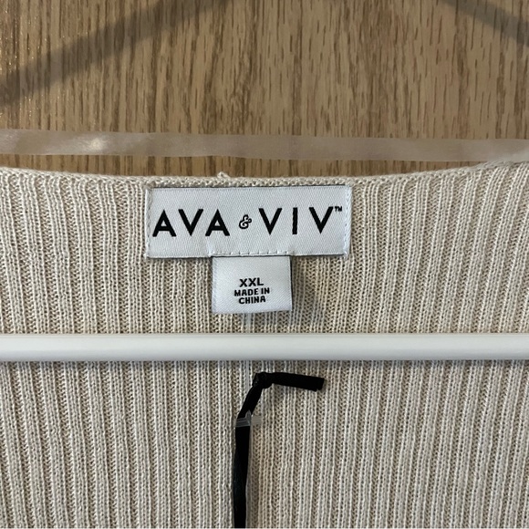 Ava & Viv Cropped Cream Ribbed Long Sleeve Cardigan Sweater NWT Target - Picture 3 of 8